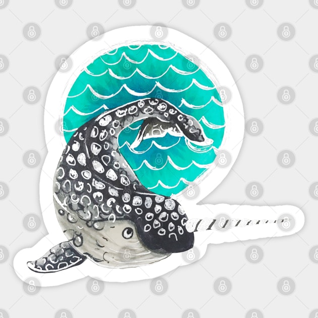 Blue Narwhal Sticker by Lady Lilac